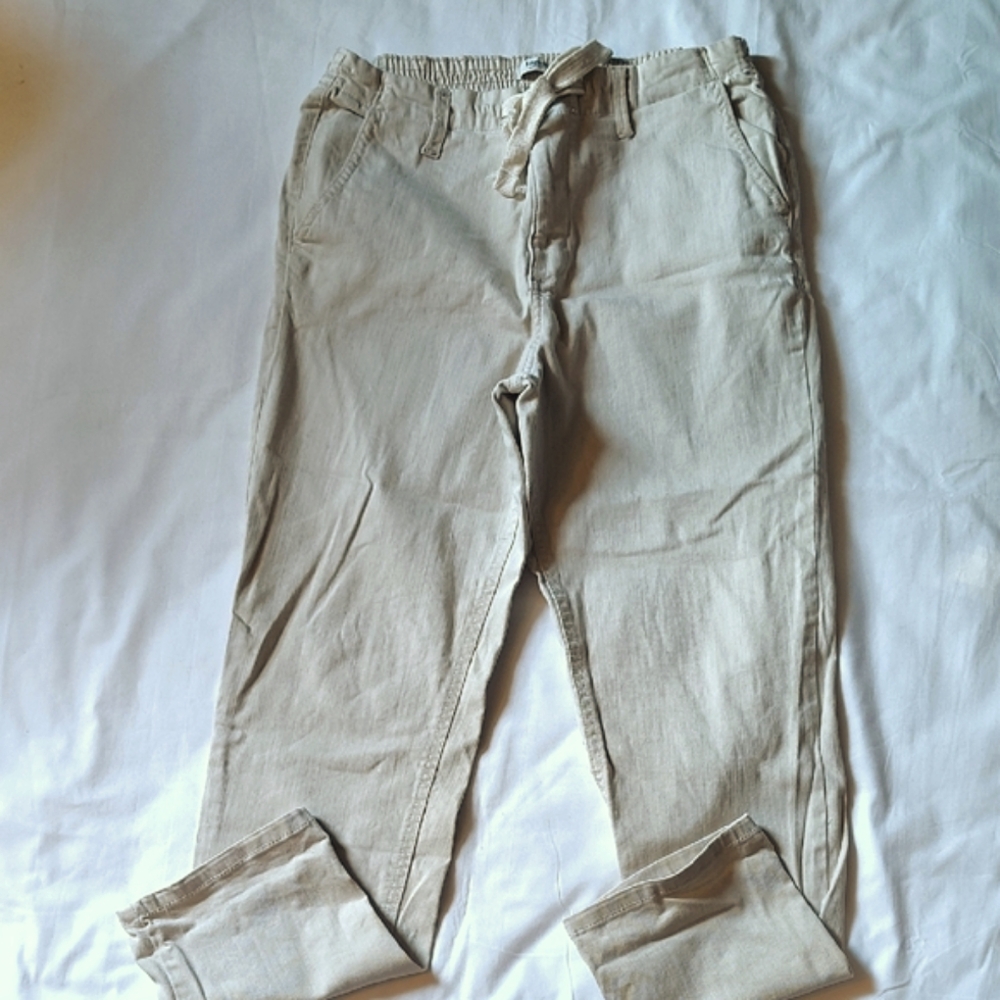 Kensie Boyfriend Chinos Size 10 Tan Color Denim Excellent Condition